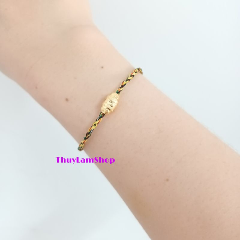 Vòng tay chỉ may mắn đã Trì Chú mix hạt gạo vàng kích tài lộc ý nghĩa no đủ cả năm
