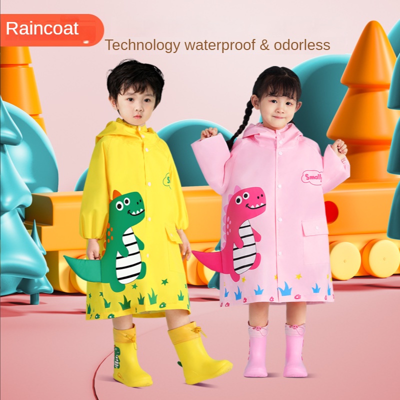 ★Cổ Phiếu Sẵn Sàng★Áo Mưa Hình Khủng Long Hoạt Hình Chất Lượng Cao Cho Bé