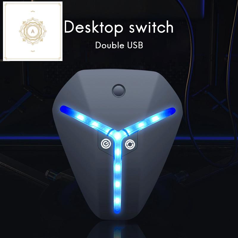 Bộ chia 2 cổng USB + nút bấm + công tắc nguồn thông minh chống nước cho máy tính PC