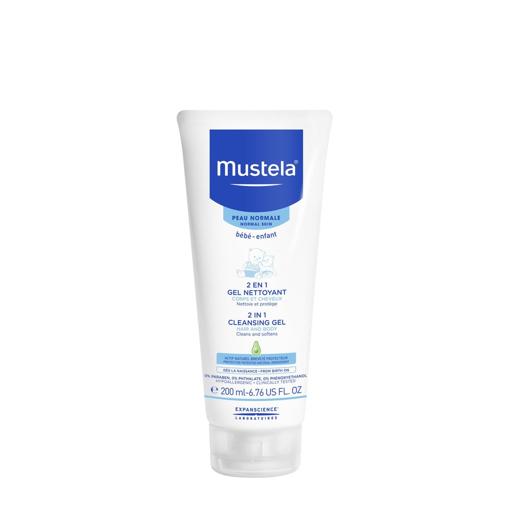 Gel Tắm Gội Cho Trẻ Sơ Sinh &amp; Em Bé 2in1 Cleansing Gel Mustela 200ml