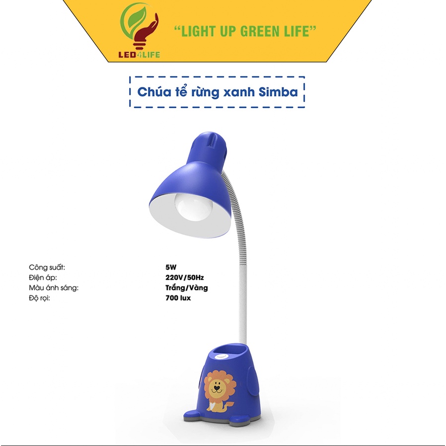 Đèn bàn học Rạng Đông Model: RD-RL-38.LED chip LED SS 5W bảo vệ thị lực điều chỉnh góc chiếu linh hoạt