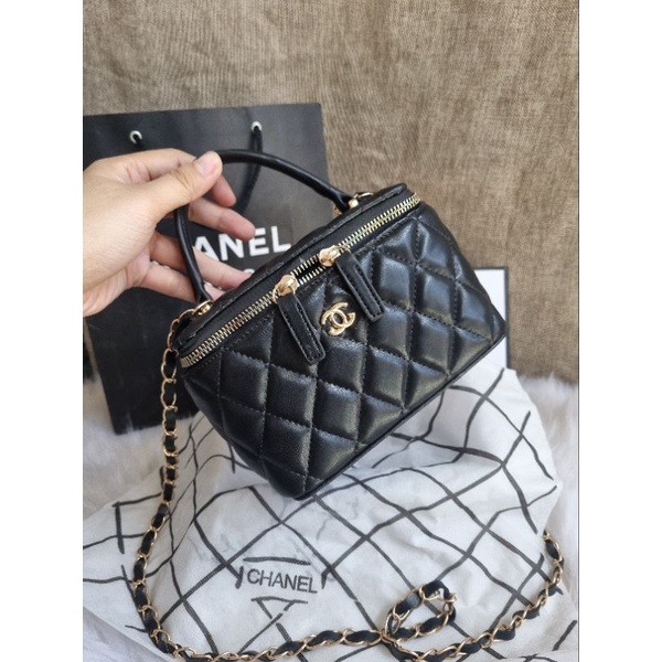 túi cốp #chanel hộp vuông quai xách ô trám 18cm