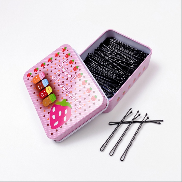 Hộp 100 Kẹp gim tăm cứng chữ Y bằng thép chống gỉ  màu đen chuyên dùng cho makeup làm tóc