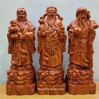 Bộ tượng tam đa phúc lộc thọ gỗ hương cao 40cm