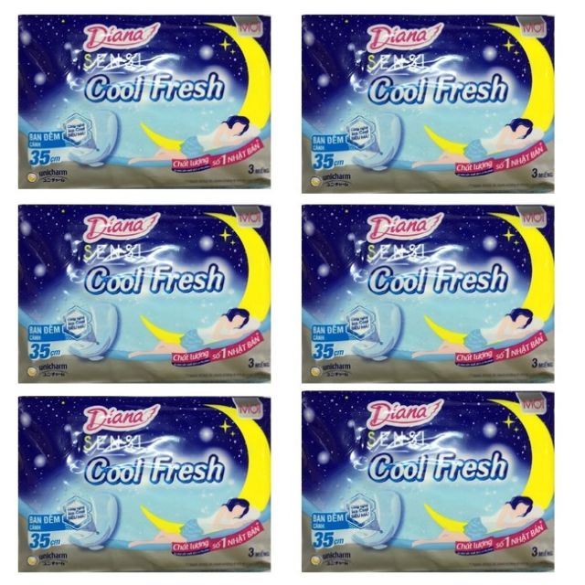 Lốc 6 gói Diana Sensi Coolfresh ban đêm 29cm