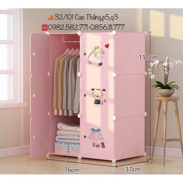 SIZE 37x37CM- TỦ NHỰA CHO BÉ- TỦ QUẦN ÁO- TỦ 6 Ô SIÊU HOT. Kèm 1 treo quần áo đa năng.