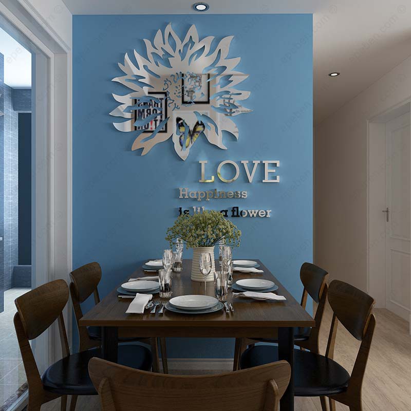 Tranh dán tường mica 3d decor khổ lớn hoa cúc trang trí phòng bếp Nhiều Size - EPeBen