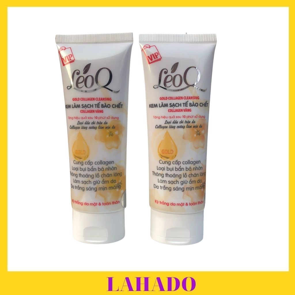 Tẩy tế bào chết body, mặt, toàn thân trắng da LeoQ collagen vàng 100ml