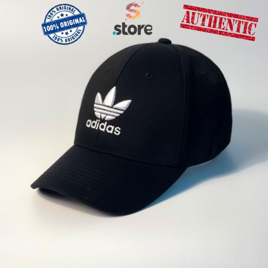 Nón kết lưỡi trai Mũ Adidas đen logo thêu trắng dành cho nam nữ Free size - Full hộp 👒