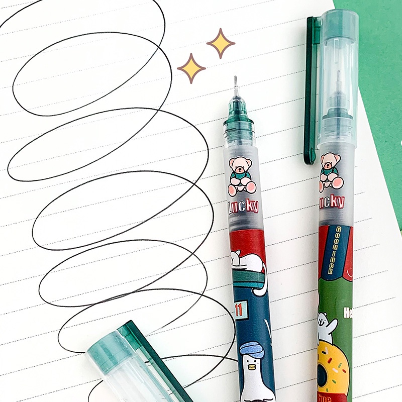 Bộ 6 Bút Mực Gel Ngòi 0.5mm Hình Hoạt Hình Dễ Thương