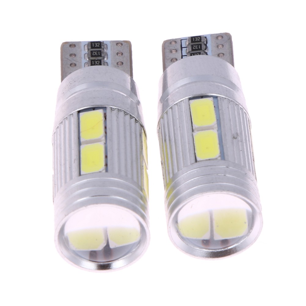 Bộ 2 bóng đèn LED T10 5630 10 SMD W5W chiếu ánh sáng trắng cho đuôi xe ô tô