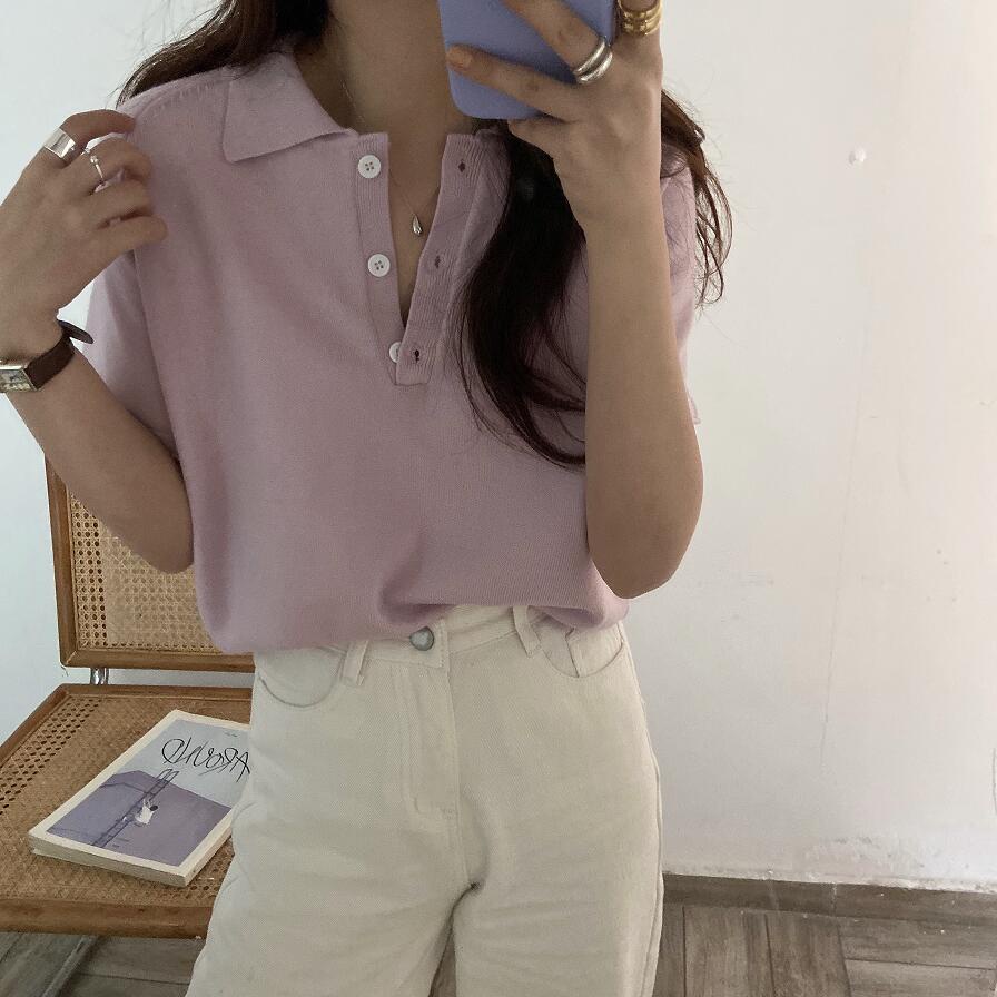 Áo Polo Ngắn Tay Trơn Màu Xinh Xắn Dành Cho Nữ 42222