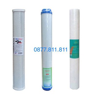 Bộ 3 Lõi lọc thô PP 20 inch số 123 - Lõi Bông - Lõi CTO - Lõi UDF