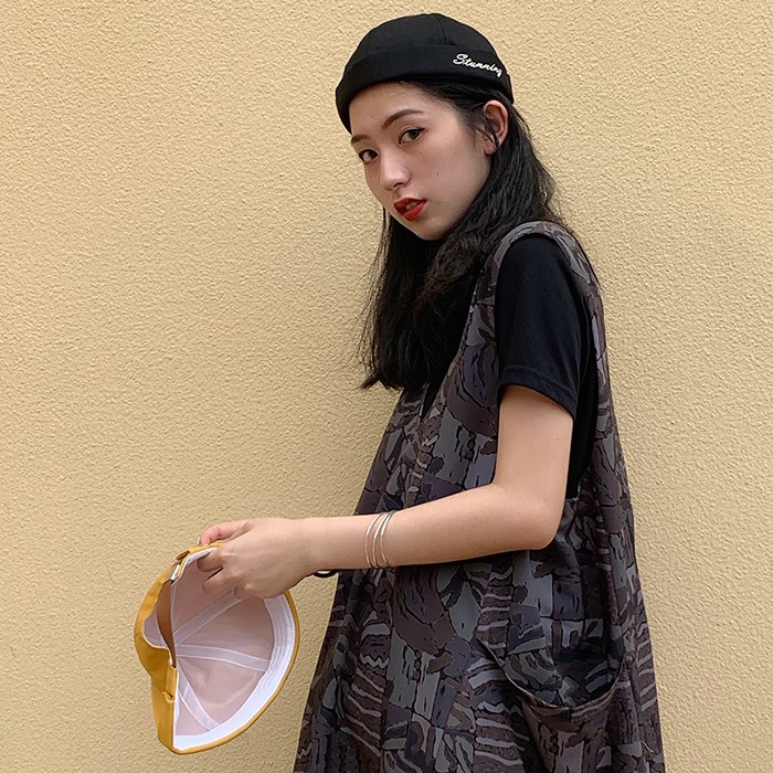 Mũ quả dưa địa chủ beanie in chữ Stunning - LOPDOP OFFICAL