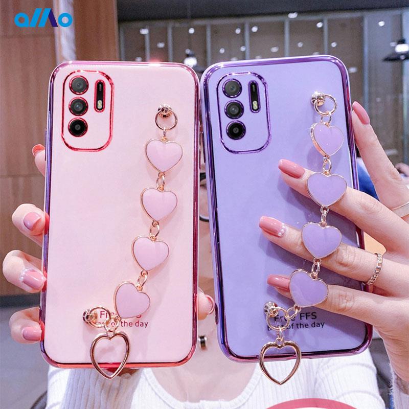 Ốp điện thoại họa tiết trái tim sang trọng cho Oppo Reno6 Z Reno6 Z Reno6 Pro + 5g A54 A94 A15 Reno5 5g Find X3 Pro