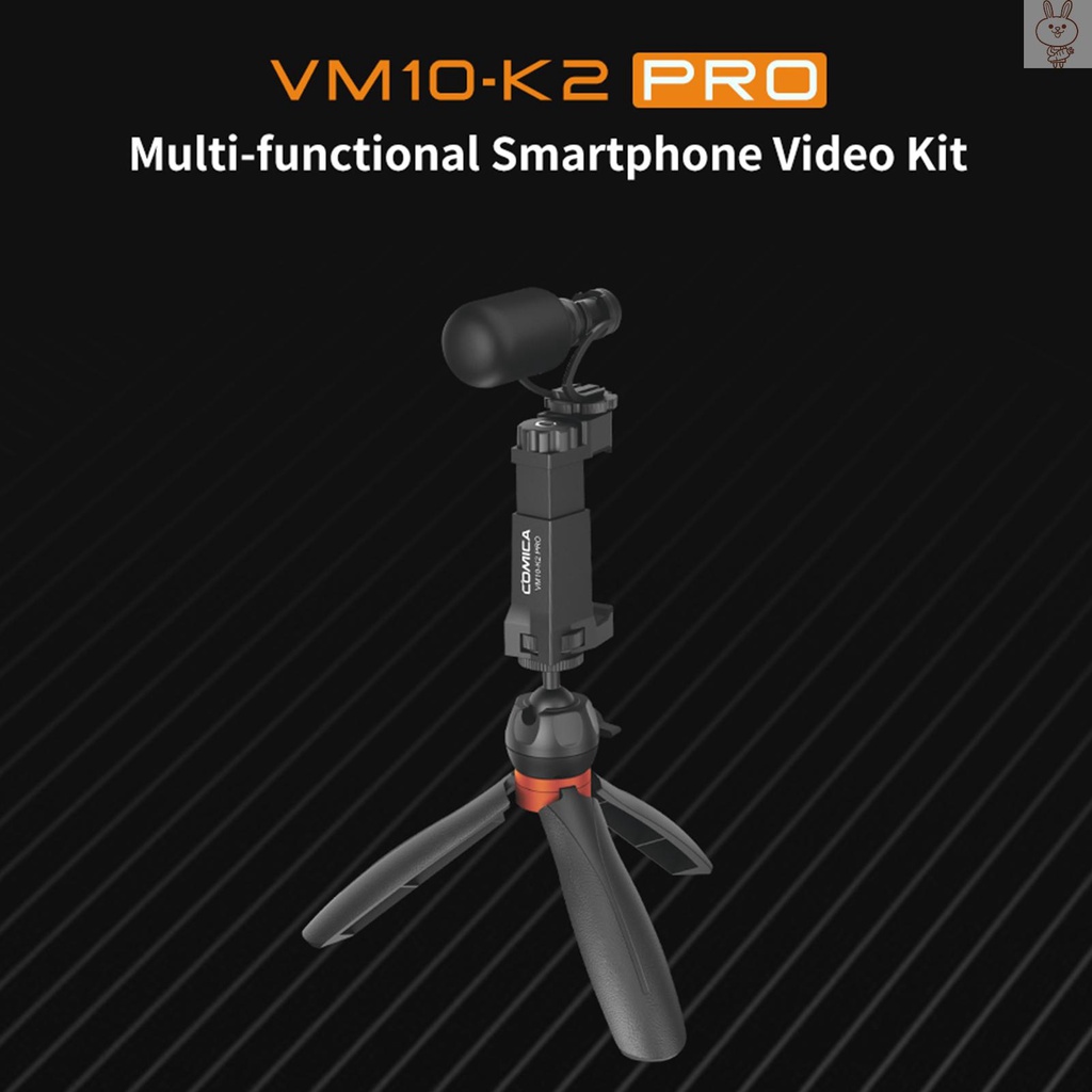 OL COMICA CVM-VM10-K2 Pro Multi-functional Smartphone Video Vlog Kit with Cardioid Microphone Ball Head Tripod Phone Holder 3.5mm TRS to TRRS Cable Foam Fur Windshield Carrying Bag