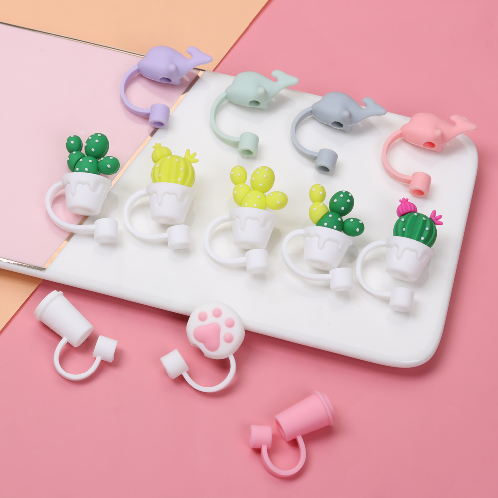 1 Nắp Đậy Ống Hút Bằng Silicon Chống Bụi Thiết Kế Hoạt Hình Dễ Thương