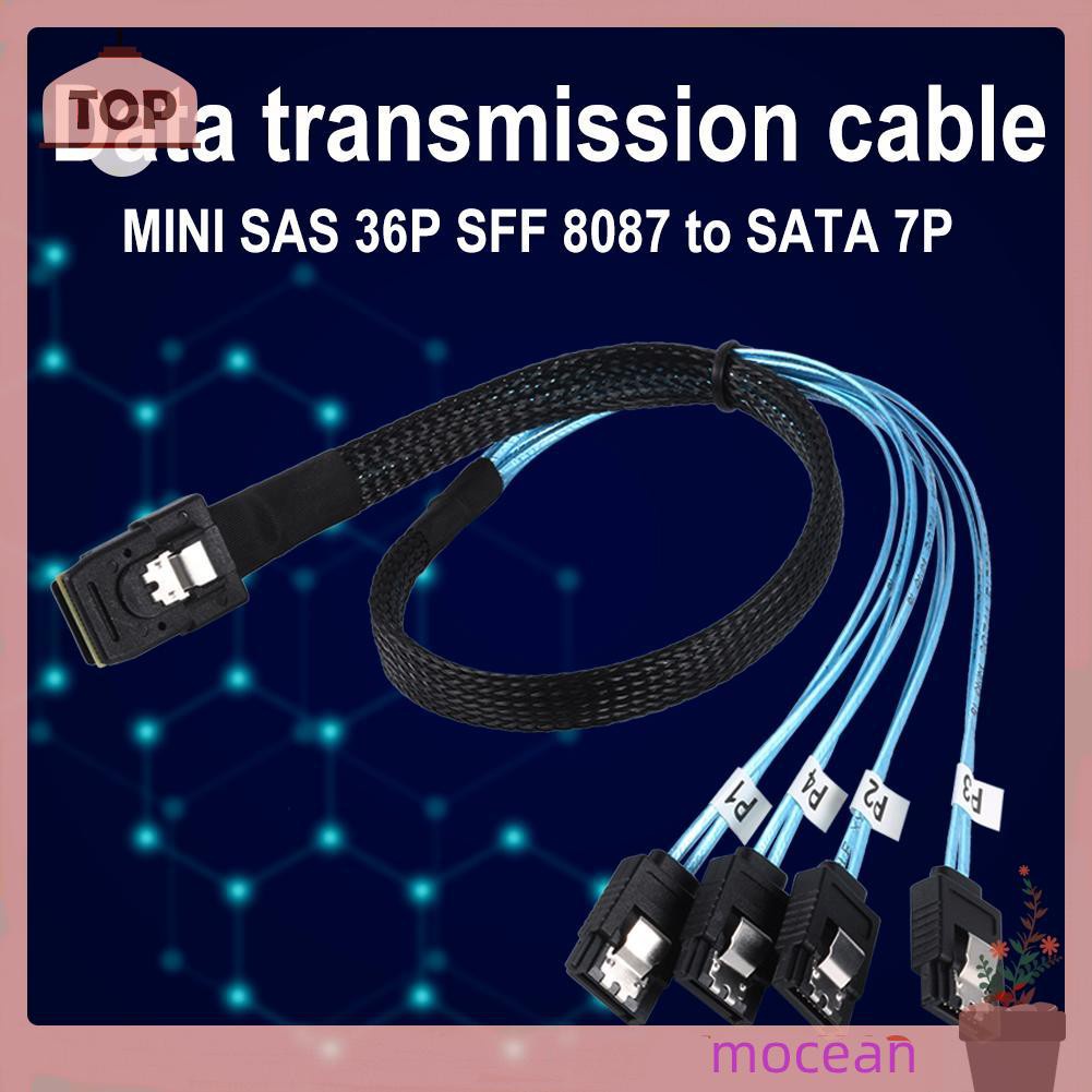 Mocean Cabledeconn G0101 MINI SAS 36P SFF 8087 to 4 SATA 7P Splitter Cable Cord