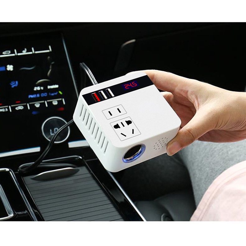 Tẩu chuyển điện 12v thành 220v, công suất 75w, 150W, 200W trên ô tô