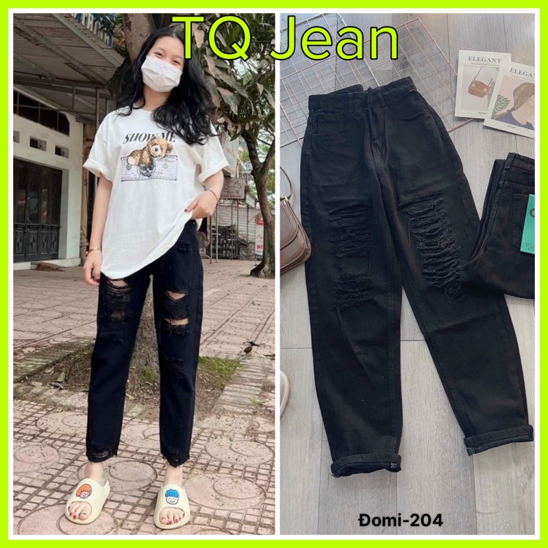 [ Chuyên Sỉ - BEST SELLER] Quần baggy đen rách ngang bụi bặm cá tính - TQ Jean