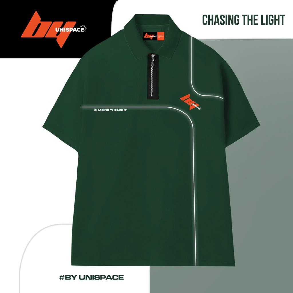 Áo polo local brand By Unispace chính hãng tay lỡ form rộng unisex nam nữ Reflective Line