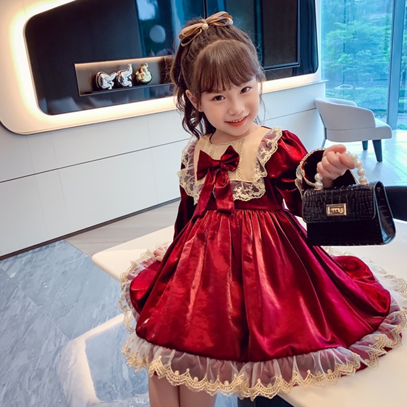 Đầm Công Chúa Tay Dài Kiểu Lolita Thời Trang Xuân Thu Cho Bé Gái