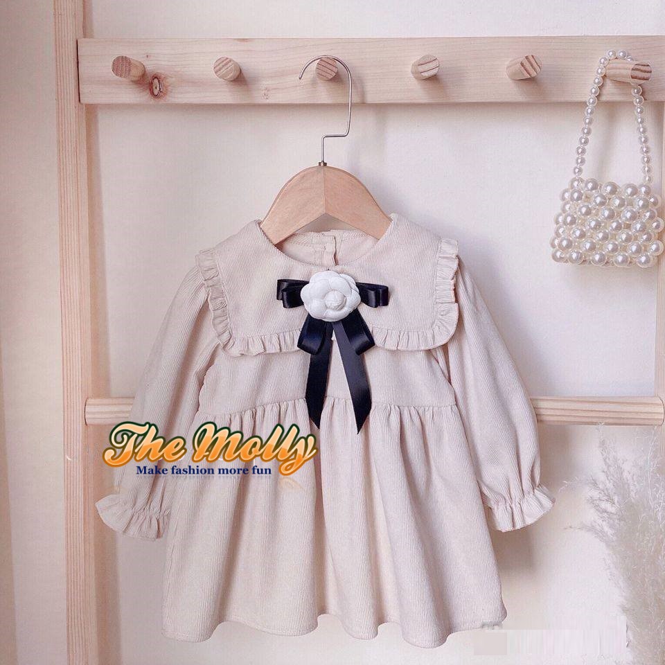 Váy đầm nhung nơ đen thiết kế cho bé gái từ 6 đến 24 tháng tuổi (DA14_05)