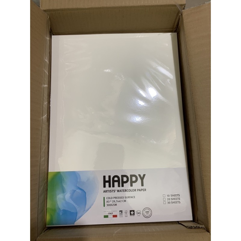 Giấy vẽ Happy vẽ màu nước hạng hoạ sĩ A3- tập 10 tờ