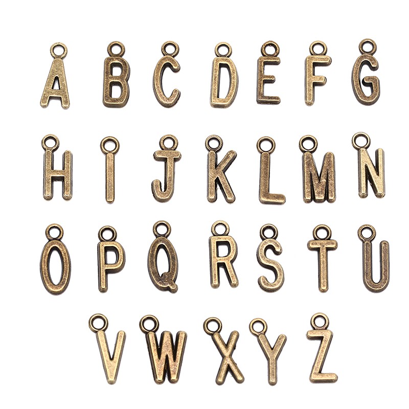 Bộ 26 Chữ Cái Từ A-Z Màu Vàng / Bạc Dùng Làm Trang Sức DIY