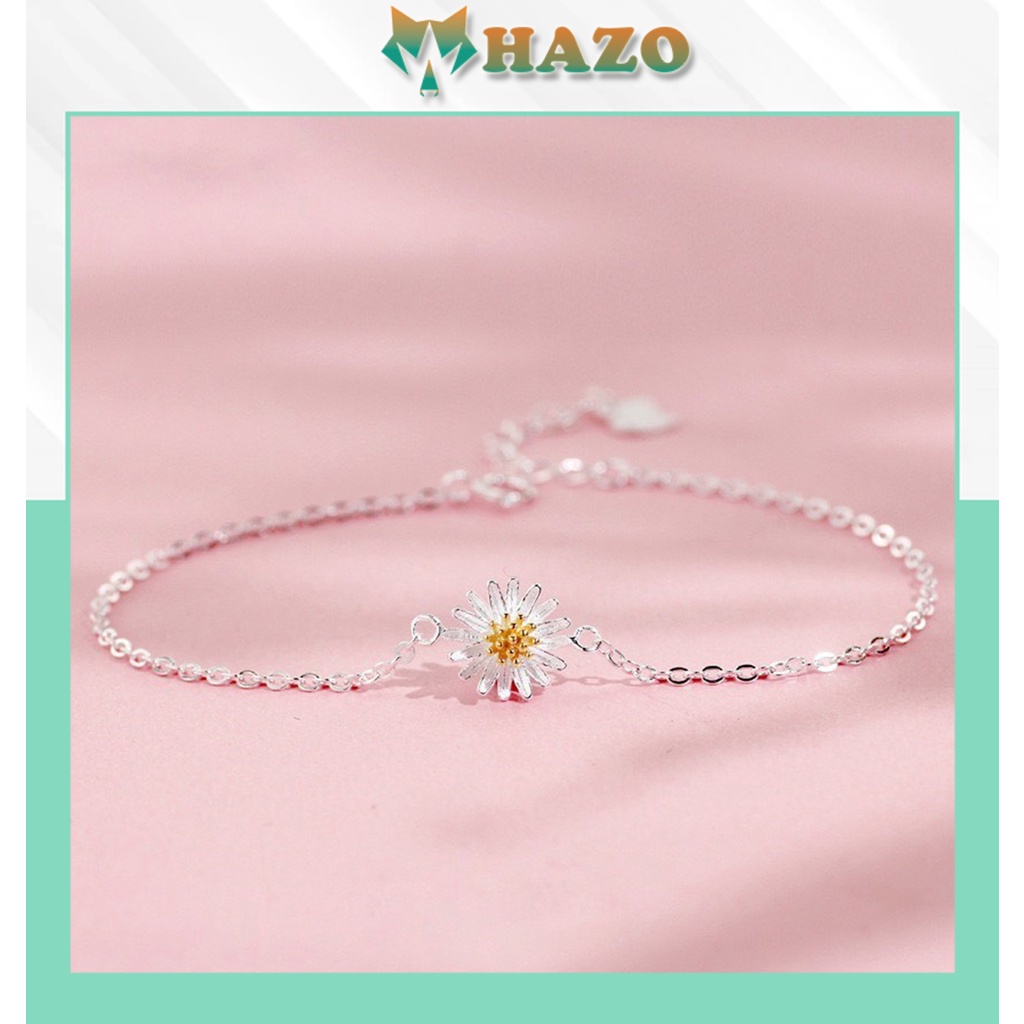 [Cực Hot] Vòng Tay Dây Xích Màu Bạc Thái Hoa Cúc Chuẩn Xi Sáng Long Lanh - Hazo