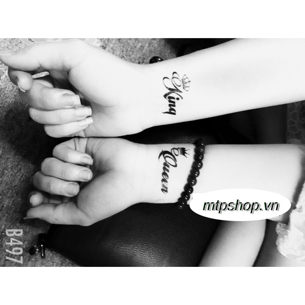 Hình xăm dán chữ kí king & queen 10x6cm_ mua 5 tặng 1 mini tattoo