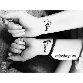 Hình xăm dán chữ kí king & queen 10x6cm_ mua 5 tặng 1 mini tattoo