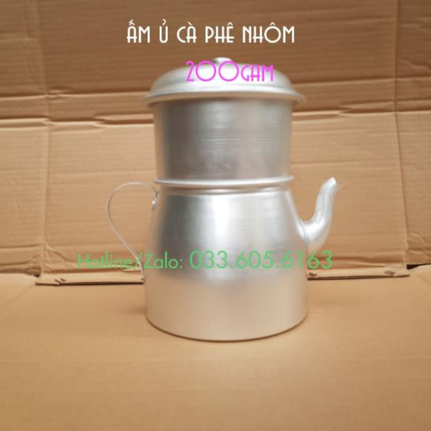 Phin nhôm ủ caphe 100g - 200g có ấm với vòi rót tiện dụng - Phin caphe nhôm to 1 lạng 2 lạng - Dụng cụ pha chế TV