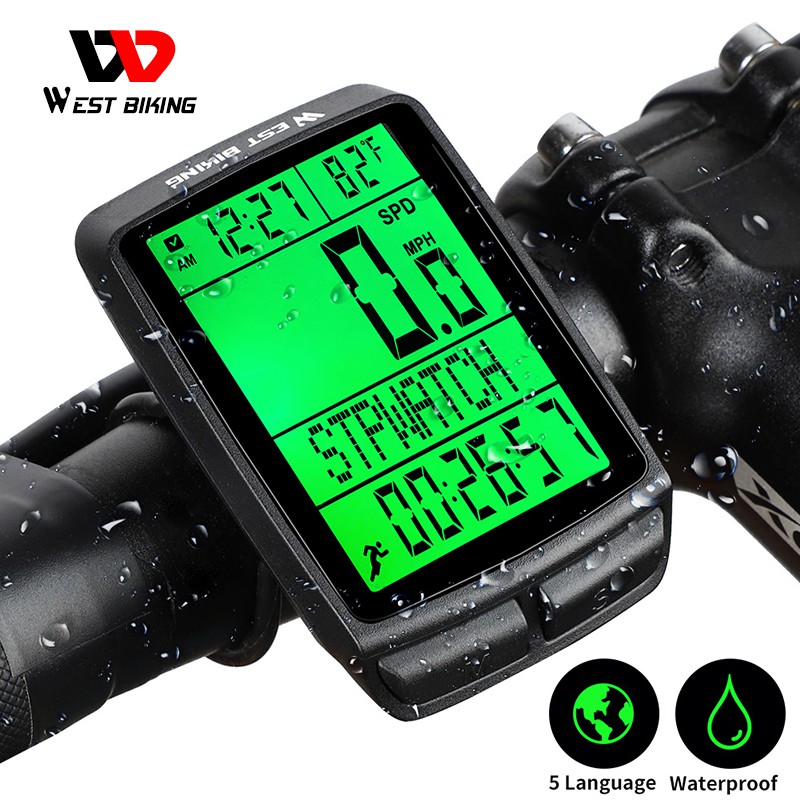 Đồng Hồ Không Dây West Biking Với Màn Lcd Không Thấm Nước Đa Năng Hỗ Trợ Đo Tốc Độ / Đo Khoảng Cách / Bấm Giờ