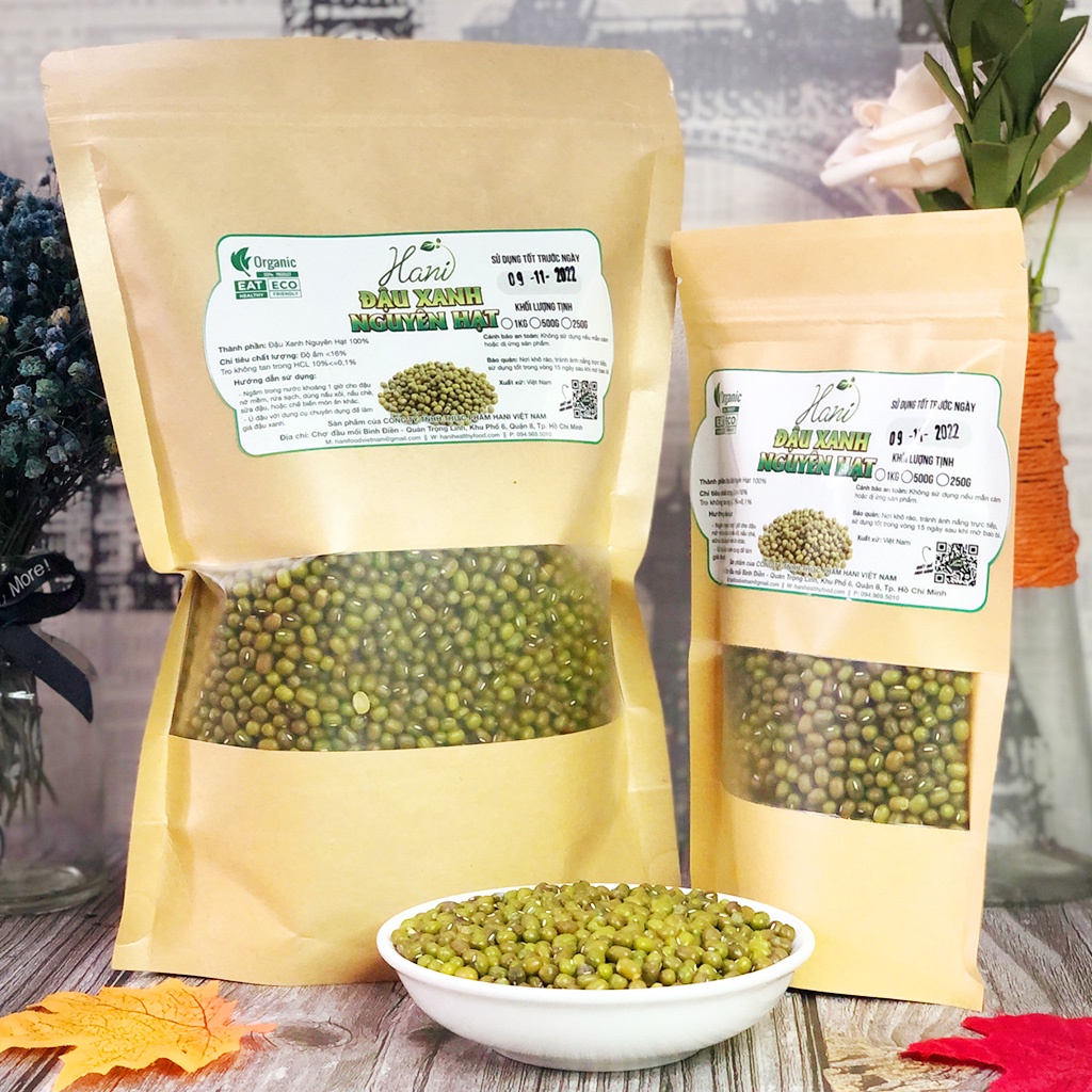 1kg Hạt Đậu Xanh/Đỗ Xanh Nguyên Hạt Sạch Hạt To, Giống Thuần, Làm Giá Đỗ, Nấu Chè ✔️ Dinh dưỡng HANI FOOD