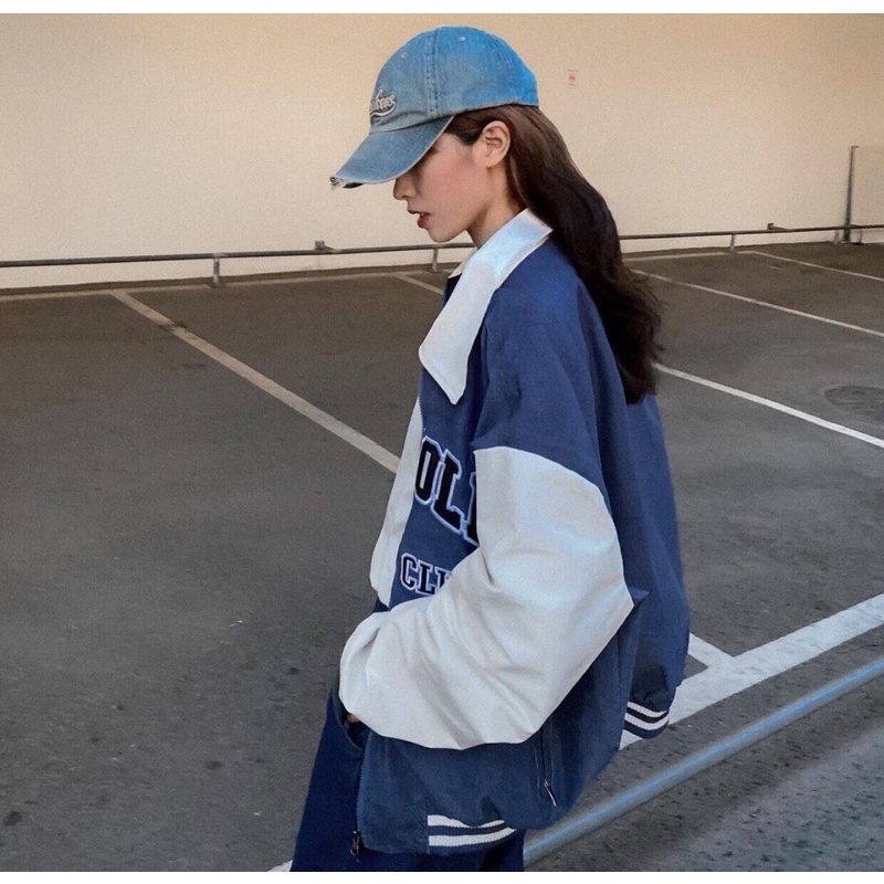 Áo Khoác Bomber Nhung Phối Tay Form Rộng Unisex Nam Nữ