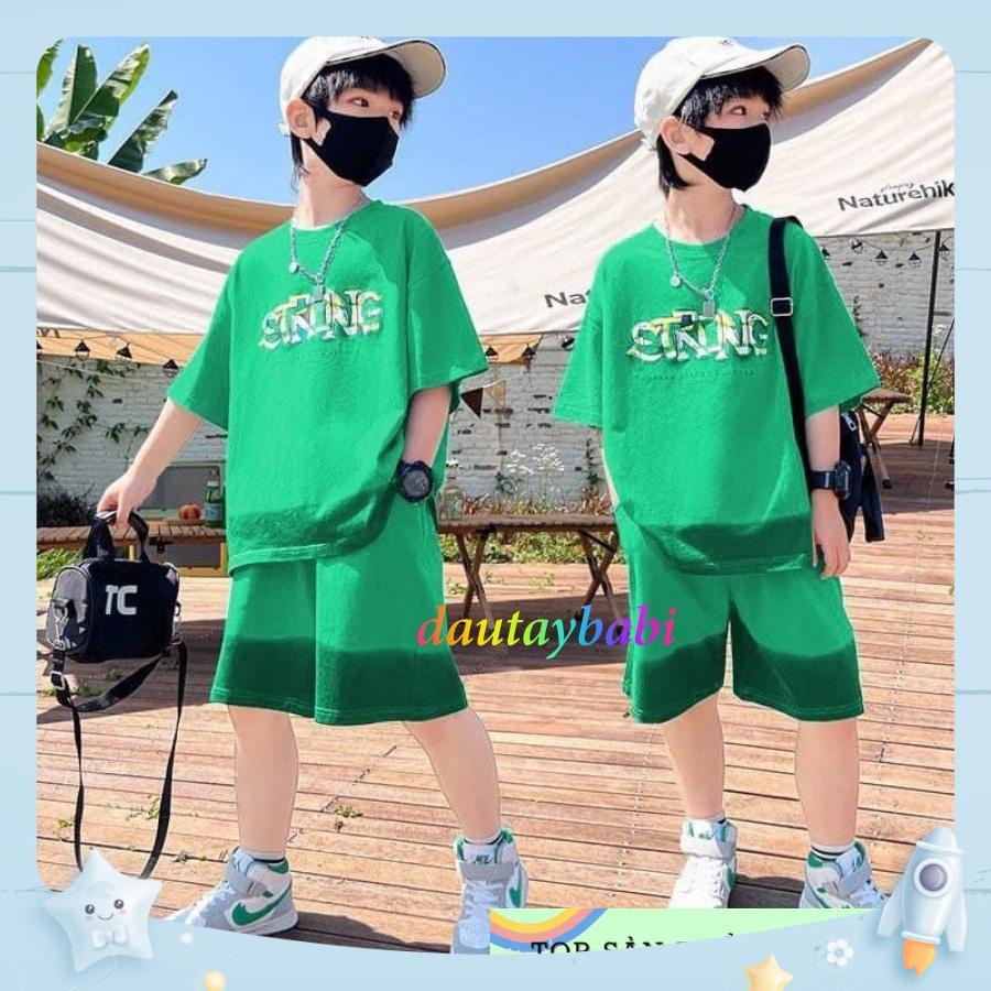 Bộ thun bé trai ngắn tay thun cotton xịn mát áo và quần in lai lạ mắt cá tính phong cách năng động cho bé 10-52kg-BBT85