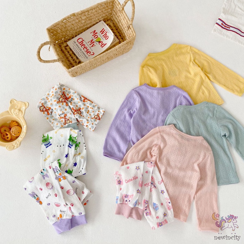 Bộ Đồ Dài Tay Họa Tiết Hoạt Hình Theo Phong Cách Mùa Thu Hàn Quốc Dành Cho Bé