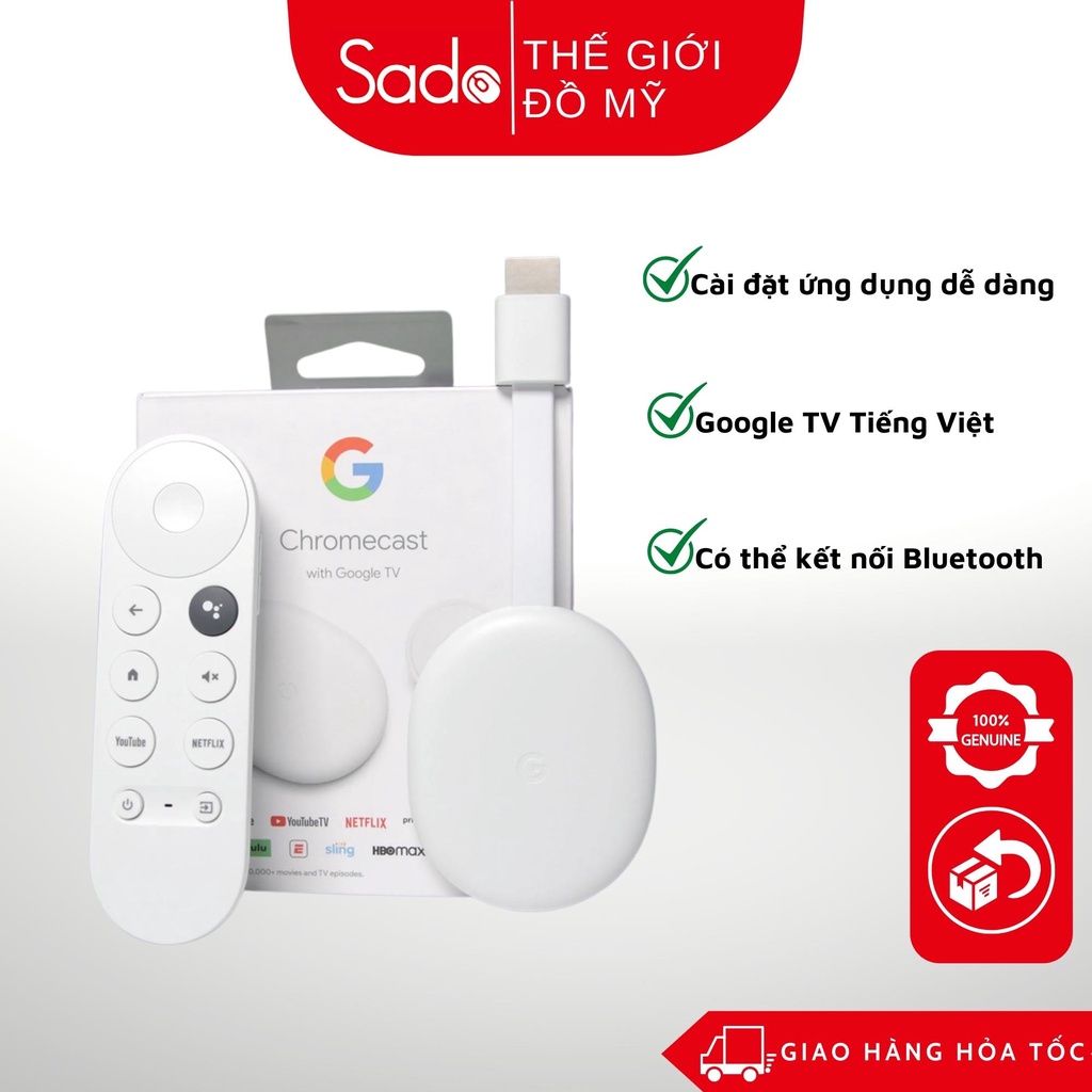 Google Chromecast With Google TV 4K HDR biến TV thường thành Smart TV, điều khiển giọng nói tiếng Việt