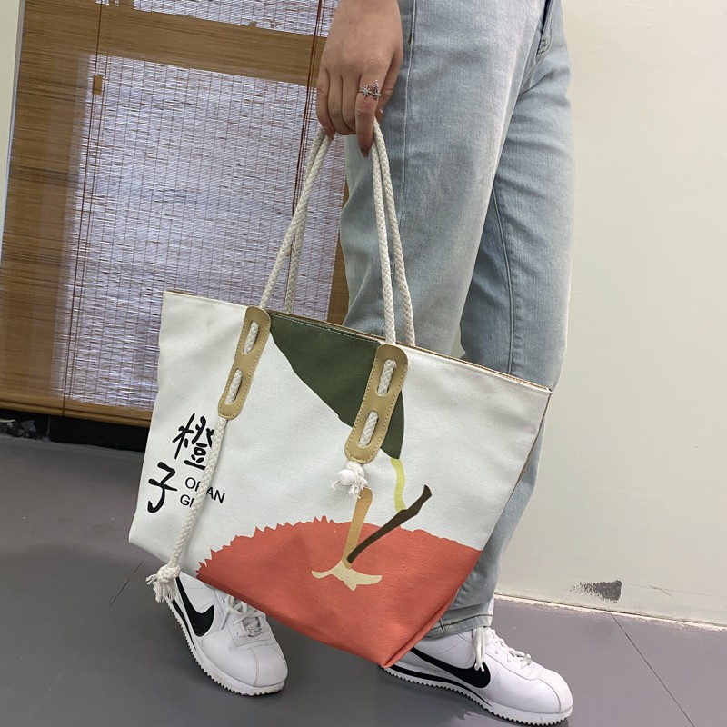 New Big Capacity Hand Bag Package Female 2021 New Wave Fashion Wild Canvas Big Bag Student To Class Tote Bag