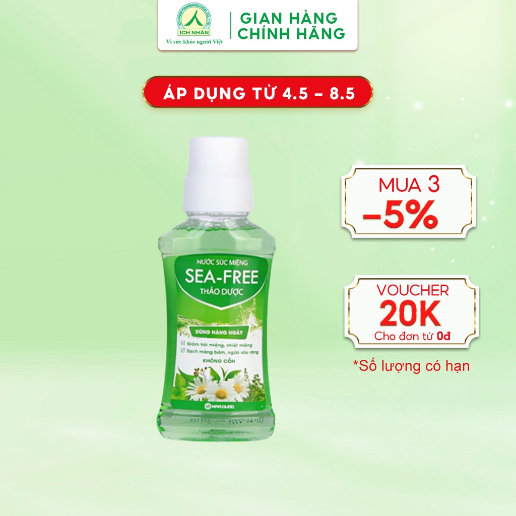 Nước súc miệng diệt khuẩn Seafree thảo dược sạch khoang miệng, diệt khuẩn họng - chai 250ml NST