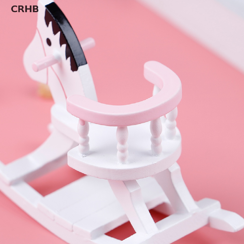 Crhb Mô Hình Ghế Ngựa Bập Bênh Bằng Gỗ Màu Trắng Tỉ Lệ 1: 12 Trang Trí Nhà Búp Bê Mới