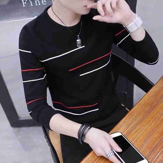Áo Thun Nam Cổ Trụ Phối Sọc Ngang tay Cực Đẹp 2019