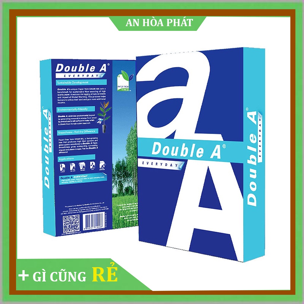 Giấy in A4 Double A ĐL 70 msg (1 ream 500 tờ)