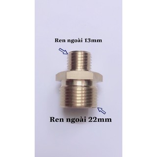 Nối Chuyển Ren Ngoài 22mm Sang Ren Ngoài 13mm Bằng Đồng Thau