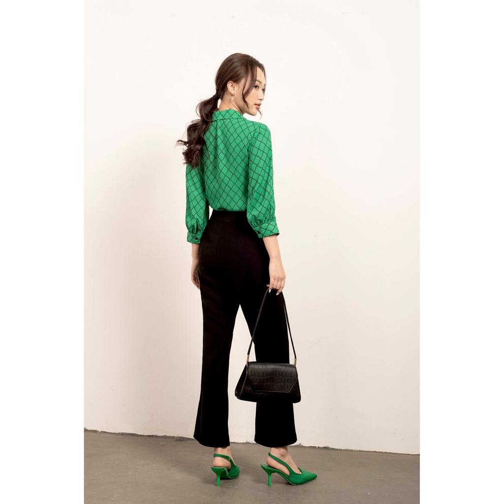 Áo sơ mi kẻ, cổ vest, dáng rộng MMOutfit M-AO071121243