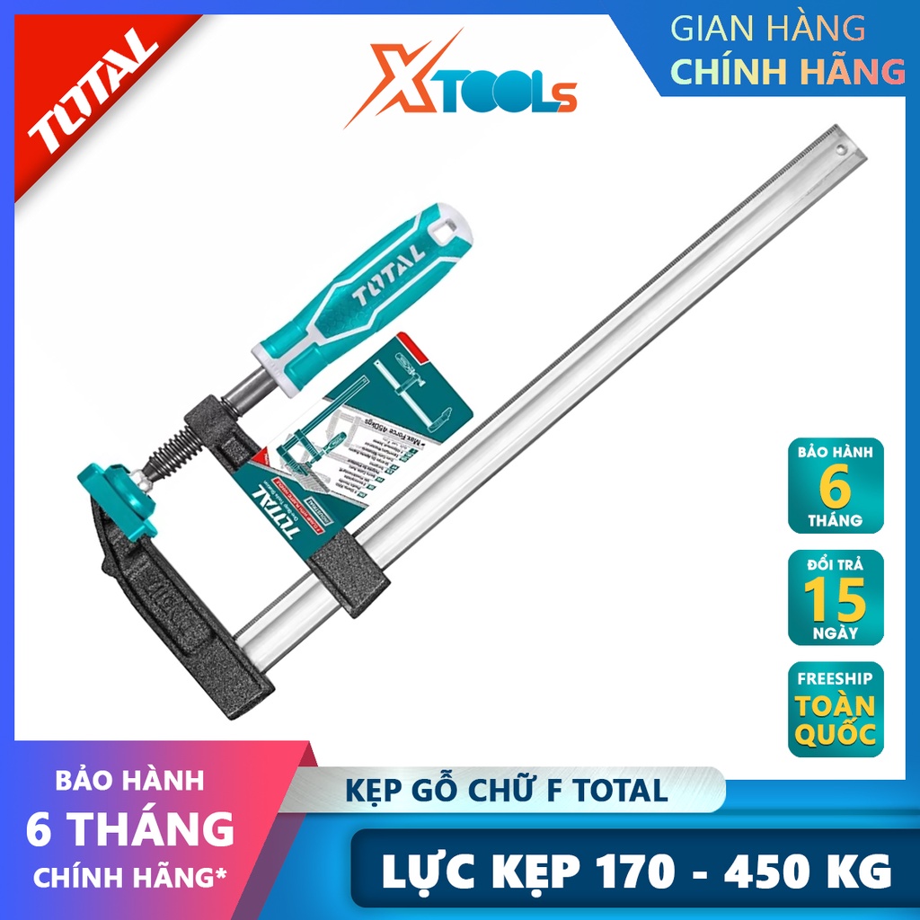 Kẹp gỗ chữ F Total Cảo chữ F thép không gỉ cố định lên bàn thợ mộc, bàn thợ cơ khí [XSAFE][XTOOLs]