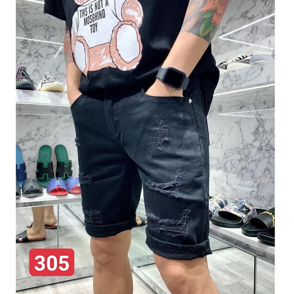 Quần short jean nam cao cấp,quần short jean nam 2 màu trắng đen(dainghia7993)