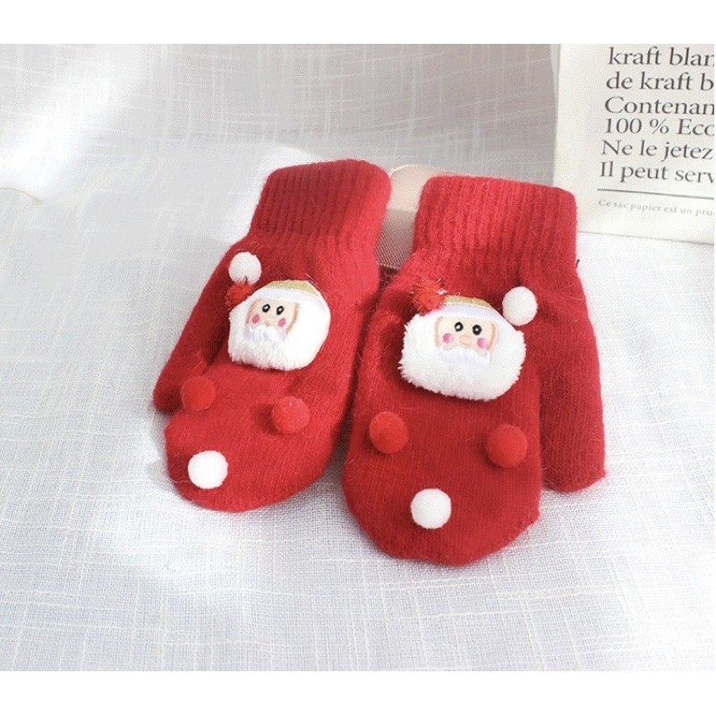 Găng tay len dành cho bé mùa đông ông già noel đỏ mã T41