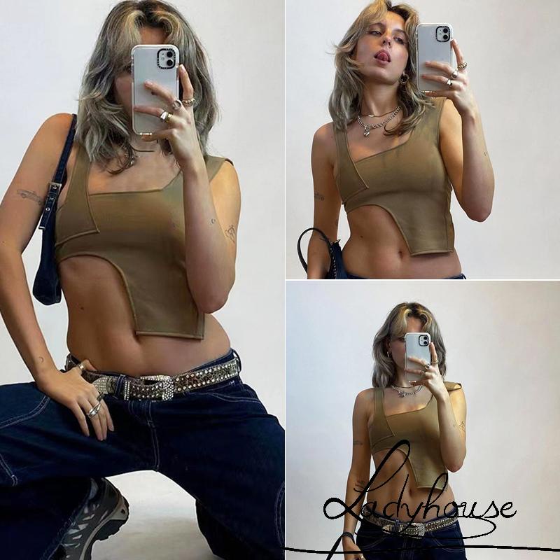 Áo Thun Không Tay Hở Rốn Màu Trơn Thời Trang Mùa Hè Dành Cho Nữ